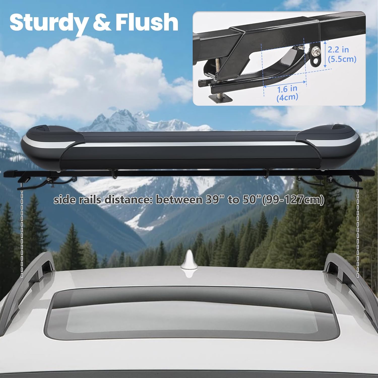 Roof Basket,Anti-Rust Aluminum Roof Basket,Universal Rooftop Cargo Carrier,Suitable for roof Racks, Equipped with crossbars,50"x37.8"x6",200lb Supports,Black