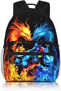 School Backpack For Boys Abstract Gamepad Boys Backpack For Kids Children Teens Elementary Middle School Boy Backpacks Ages 6-18 Fire Dragon Bookbag back pack
