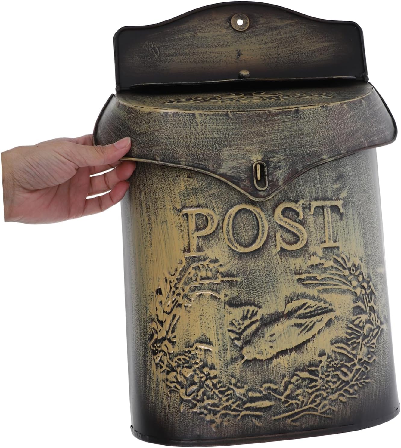 TEHAUX Vintage Wall Mount Mailbox Iron Post Box Outdoor Home Mail Letter Box for Office Community with Easy Installation and Retro Style