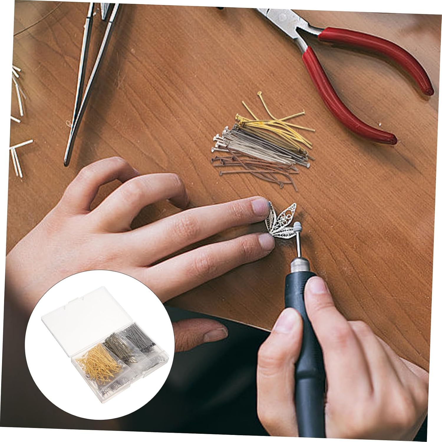600pcs Straight Pins Heads Metal Jewelry Making Pins Bead Head DIY Beading Earring Necklace Making Tools