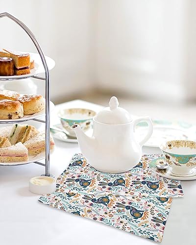 Miniatura 4 de Artwork Store Paquete de 2 toallas de cocina de algodón con tejido de gofre, diseño floral de conejo de Pascua, hojas de conejo, absorbentes, de