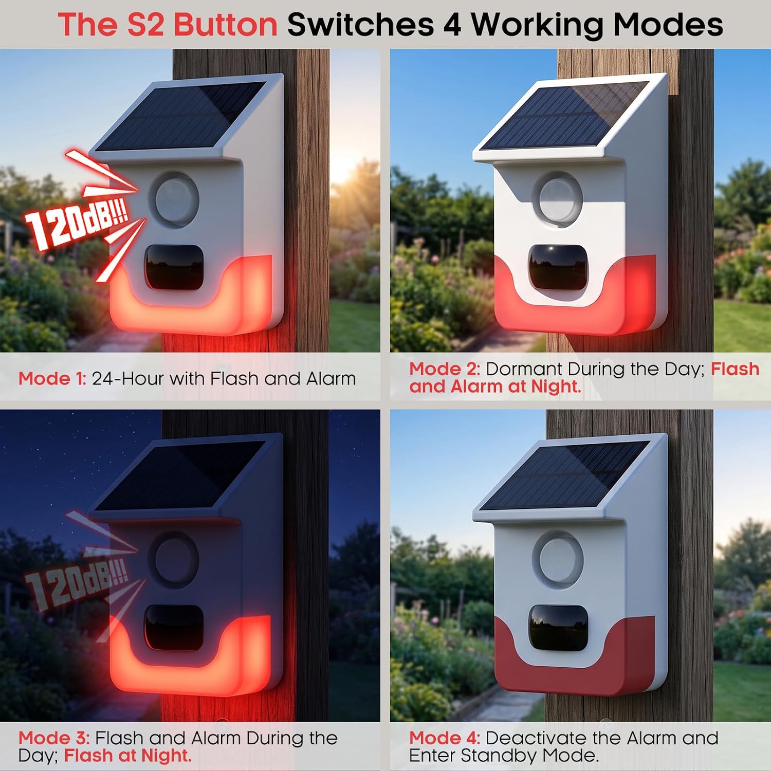 Solar Motion Sensor Alarm,Motion Activated Animal Alarm,1 PCS