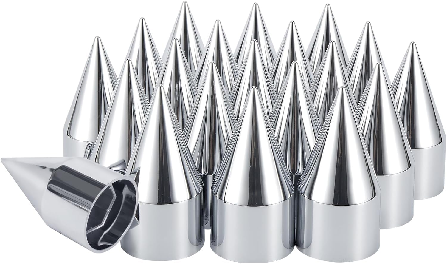 33mm x 4 1/4"" Lug Covers Push-on Chrome ABS Plastic Flat Top Wheel Caps for Semi Trucks Trailers,40 PCS, Spike, BD-HBC0205-Push