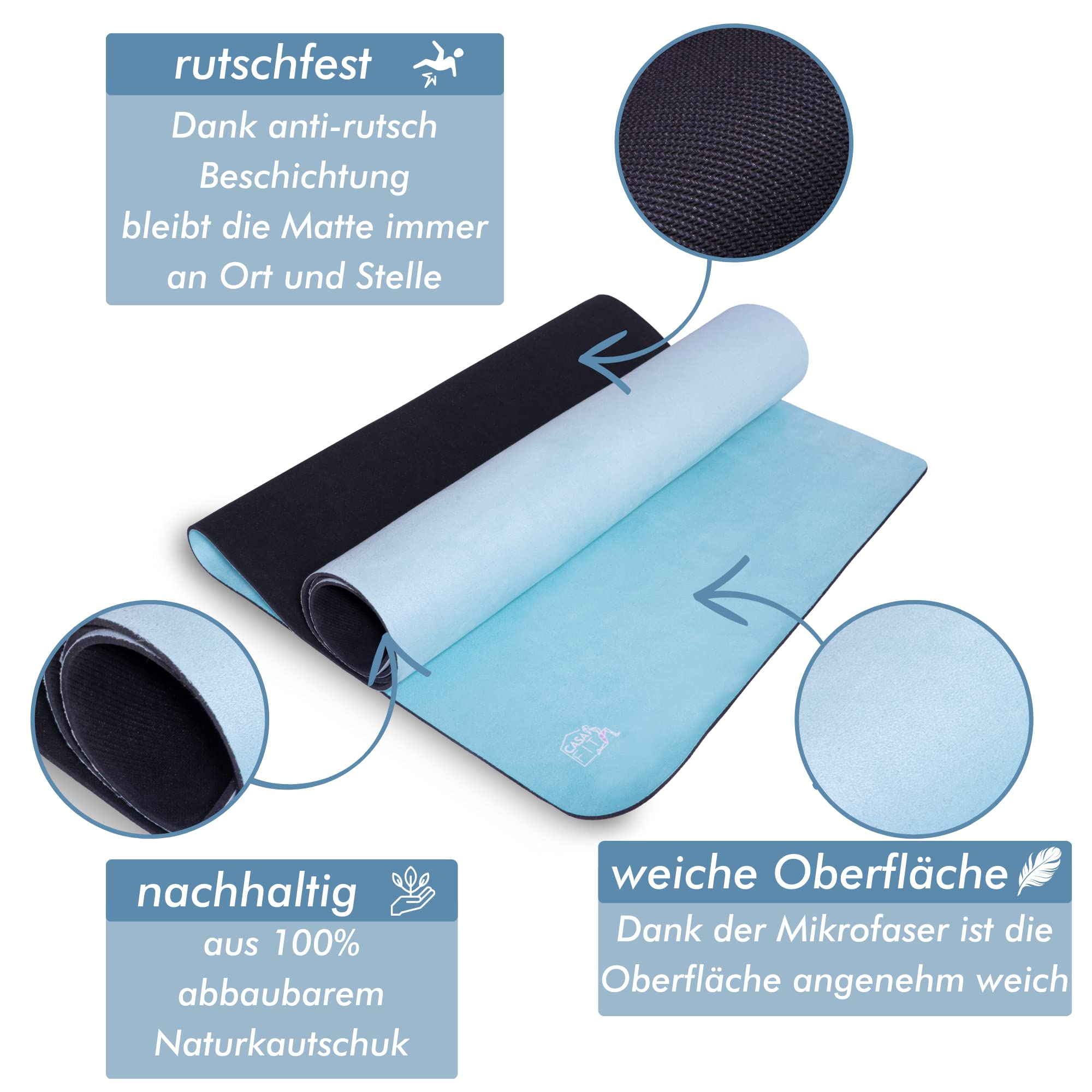 Premium Antislip Yoga- En Fitnessmat Voor Alle Soorten Oefeningen Op De Vloer 5 Mm Dik 68 X 24 Grijs