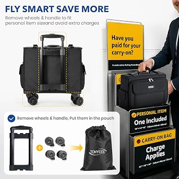 Rolling Laptop Bag 15.6 Inch Ballistic Nylon Wheel Briefcase for Men Women Professional Rolling Work Bag Underseat Carry-on Business Case 360 Spinner Wheels Accordion File Office Bag