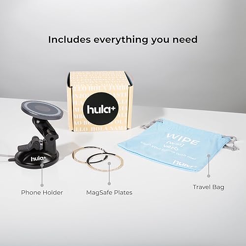 Vista 8 de hula+ Soporte de teléfono MagSafe portátil, soporte reutilizable para ducha, espejo, cocina, ventana y baño compatible con MagSafe, rotación