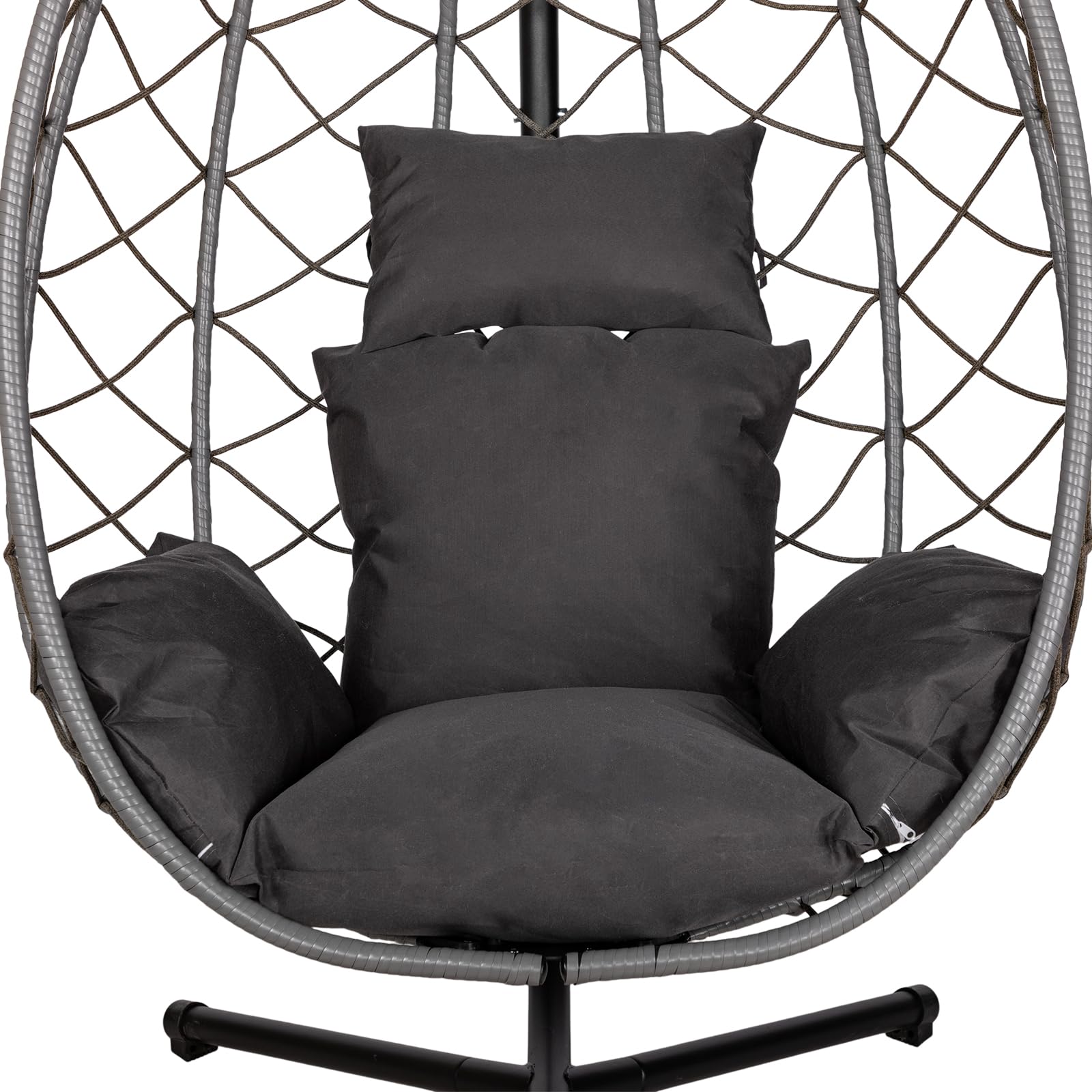 Hängesessel mit Gestell bis 150kg,Inkl. Kissen,Outdoor und Indoor Hängematte,Kinder & Erwachsene Egg Chair,Relax-Stuhl für Wohnzimmer, Balkon,Garten,Terasse,Kinderzimmer,Grau