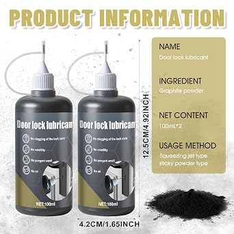 JAOJAO Graphite Powder for Locks, Graphite Lubricant, Graphite Powder 200ML