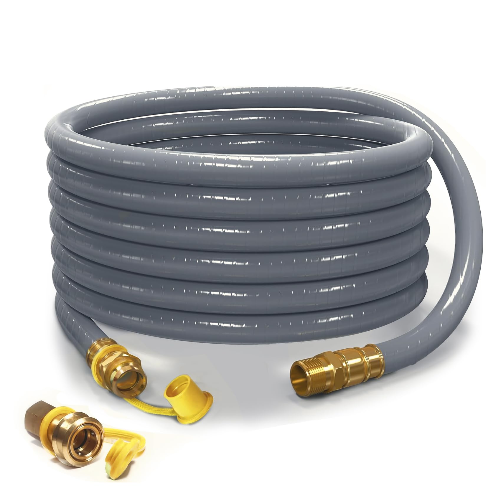 Kit tubo flessibile per gas naturale di grado industriale da 1,27 cm, tubo per gas naturale per barbecue, in ottone a prova di perdite, collegamento rapido, pronto per uragano per generatori e griglie