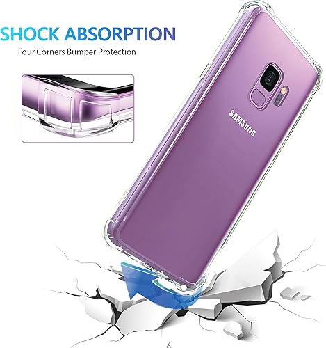 Miniatura 9 de KIOMY Funda transparente con purpurina para Samsung Galaxy S9, fundas de lujo brillantes y brillantes con 4 esquinas, a prueba de golpes, cubierta