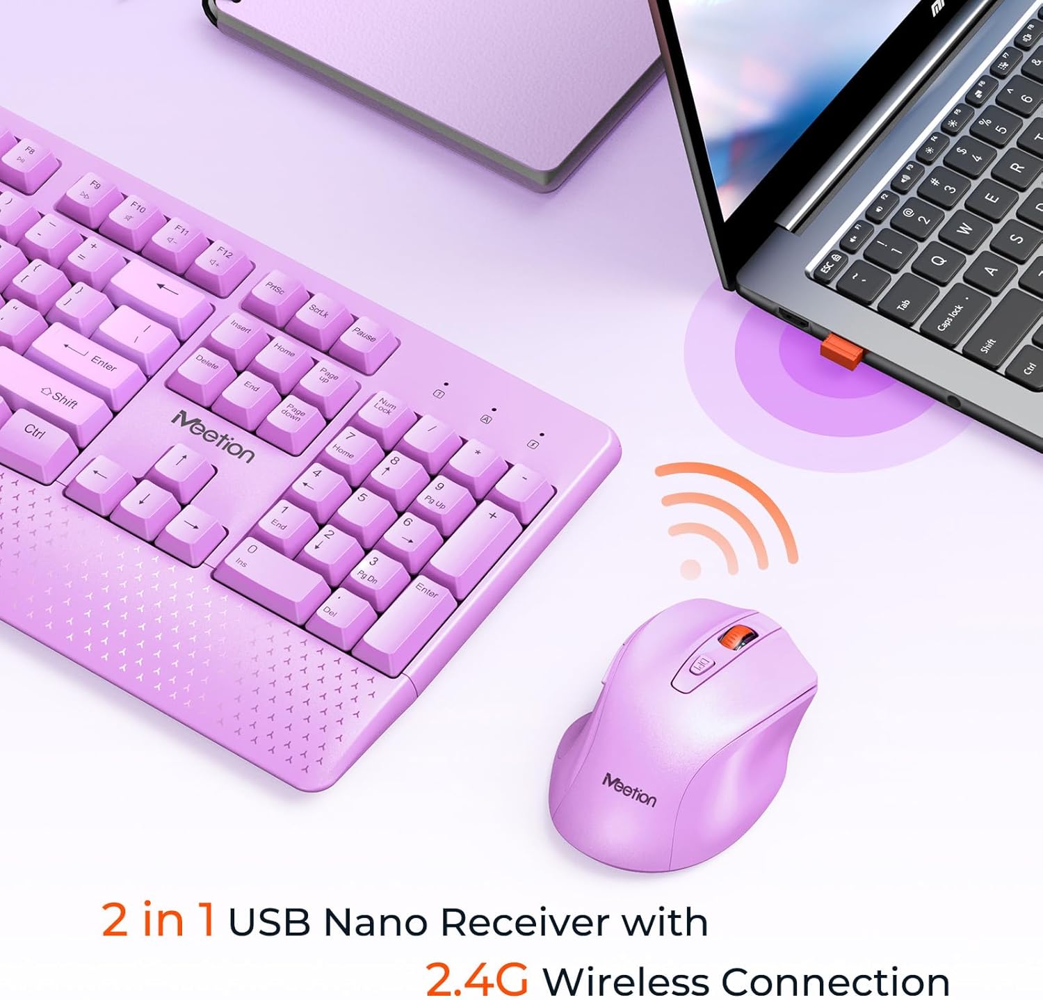 Wireless keyboard and mouse connecting via USB Nano Receiver