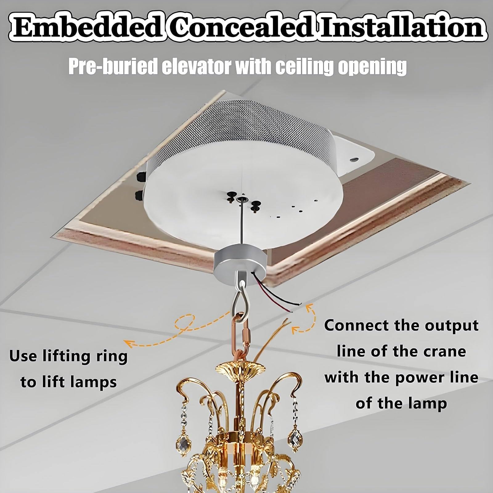 Elevador eléctrico para lámparas de araña de 88-506 LB, 2 en 1, con Motor eléctrico, cabrestante para lámparas Colgantes, con Control Remoto e Interruptor de Pared. 70KG