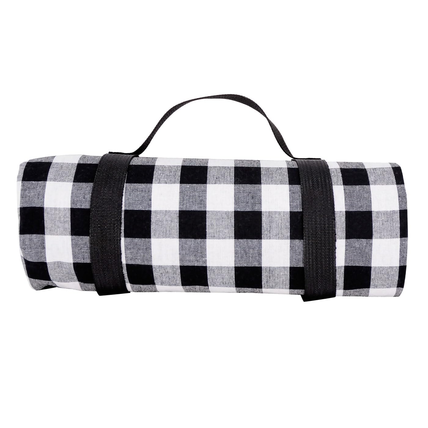 Les Jardins de la Comtesse - Nappe de Picnic Carrée à Carreaux Noirs Montaigne - Coton et Revers Etanche Polyester - 140 x 140 cm - Noir/Blanc - 2/4 Personnes - Tapis/Couverture Pique Nique