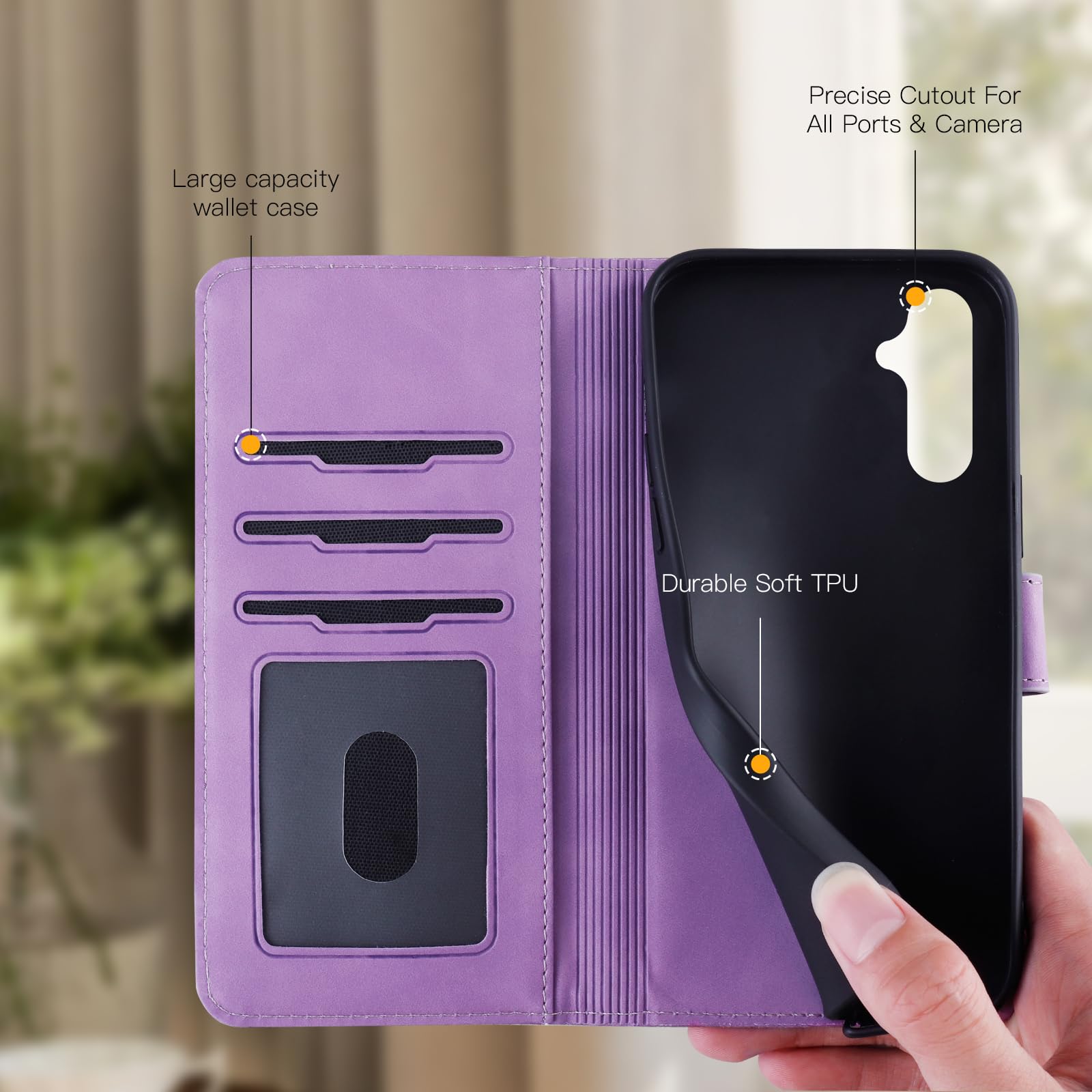 Custodia Portafoglio Xiaomi Redmi Note 14 5G Con Fiore Viola – Include Vetro E Catena - 2
