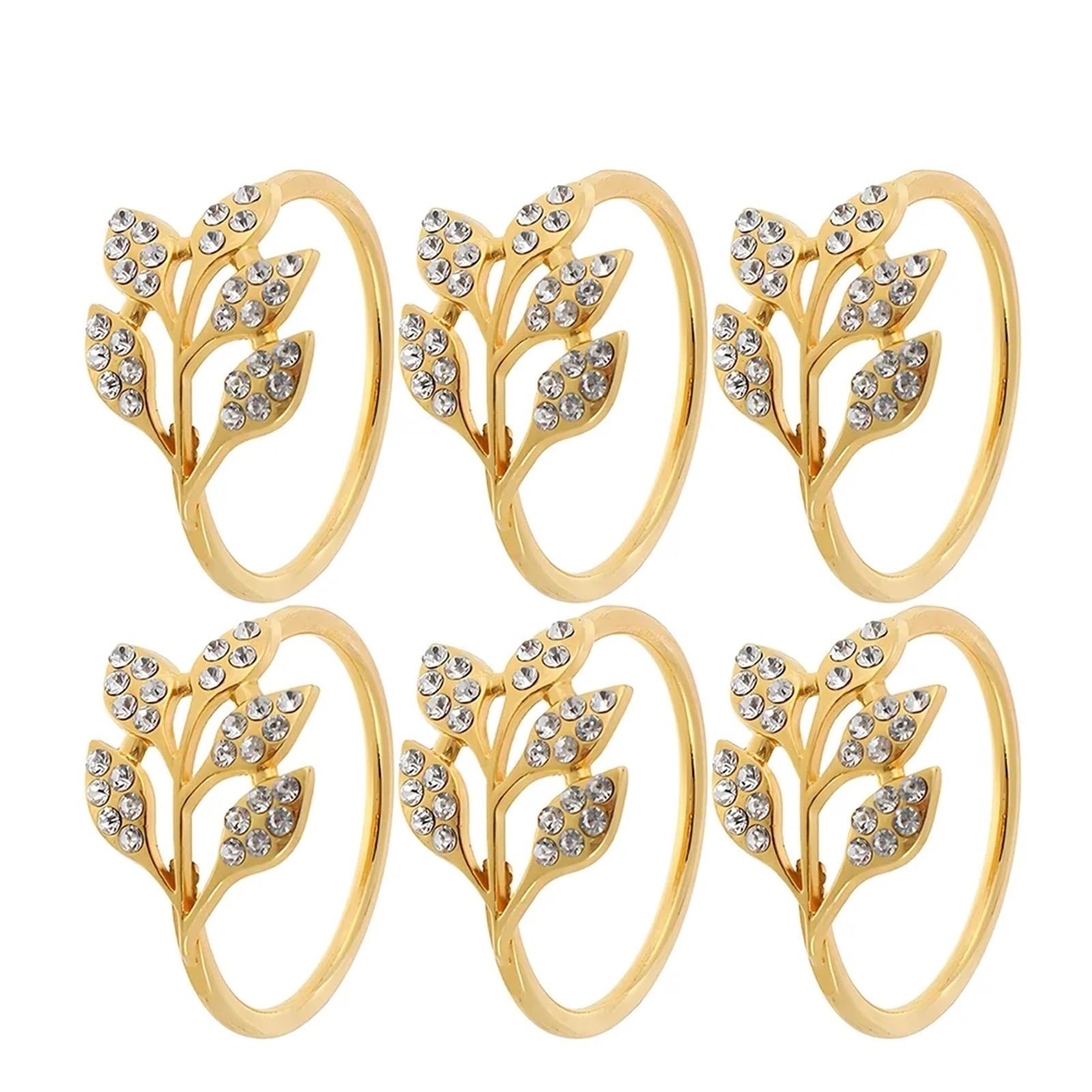 Table Decor Napkin Rings, Napkin Rings 48PC Metal Point Diamond Green Leaves Hotel Table Banquet Decoration