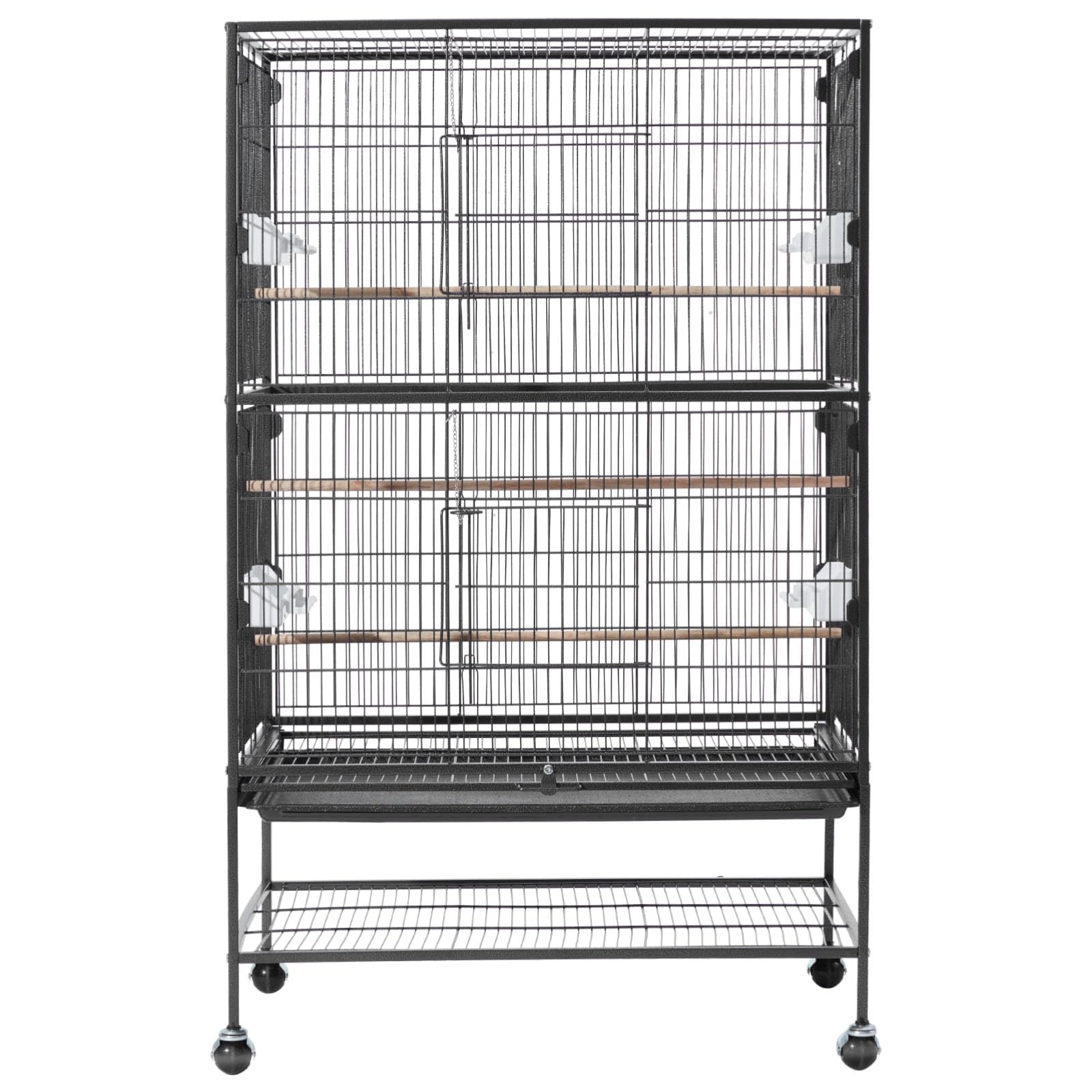VEVOR Vogelkäfig, 800x520x1320 mm, Vogelvoliere aus Schmiedeeisen mit Sitzstangen, Schale & Kunststofffutternäpfen, Rollen, Vogelhaus für Papageien, Blaumeisen, Nymphensittiche & Kanarienvögel