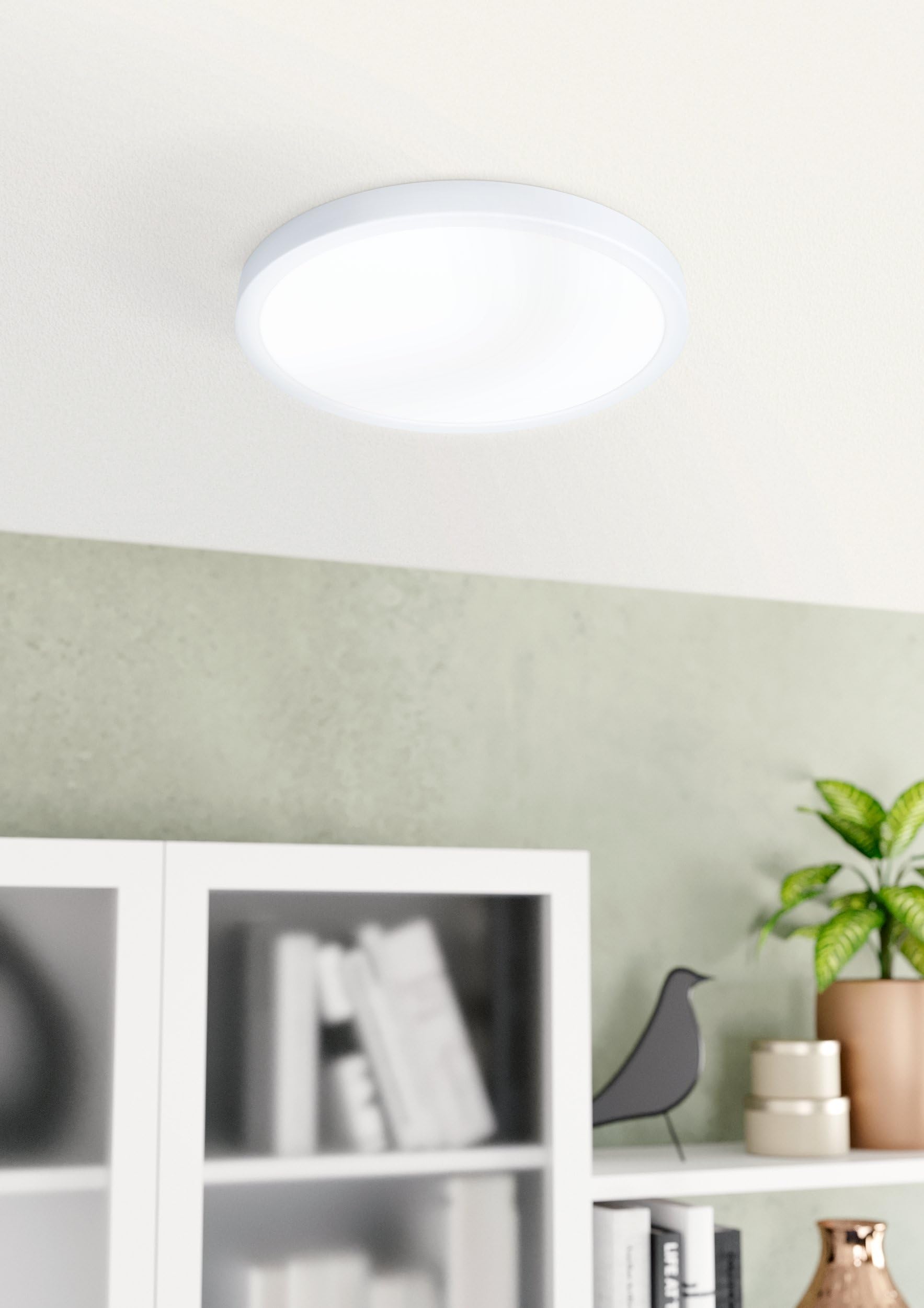 EGLO connect.z Plafonnier LED connecté Fueva-Z, 28,5 cm, lampe de plafond ZigBee pour salle de