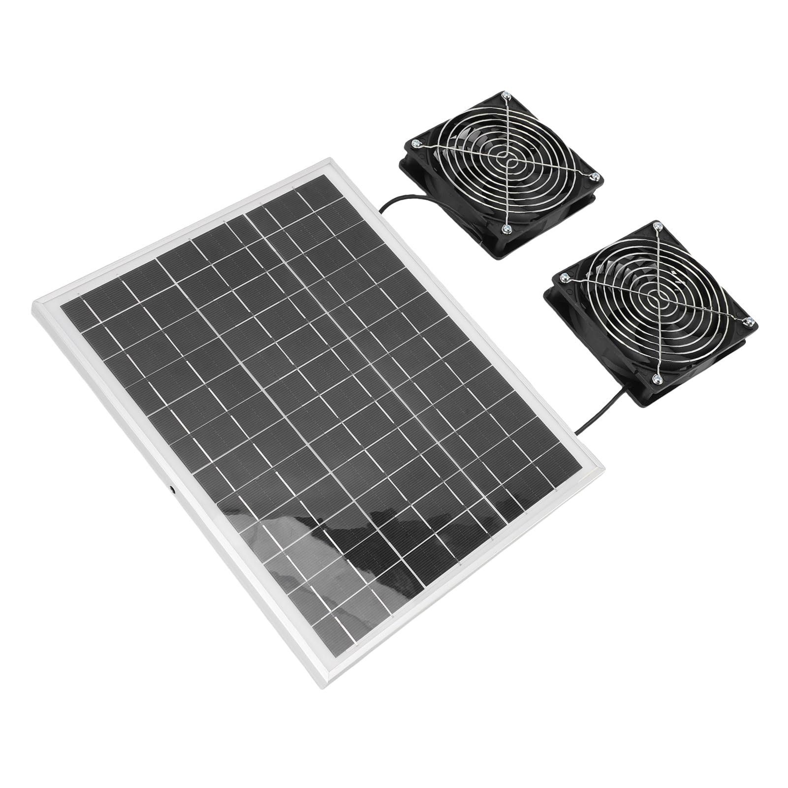 Tnfeeon Solar-Dual-Abluftventilator-Set, Monokristalliner Silizium-Solar-Ventilator, 75 W, Hohe Drehzahl, Geräuscharm, Wasserdichte Anschlüsse für Gewächshaus, Wohnmobil, Haustierhaus, Garage