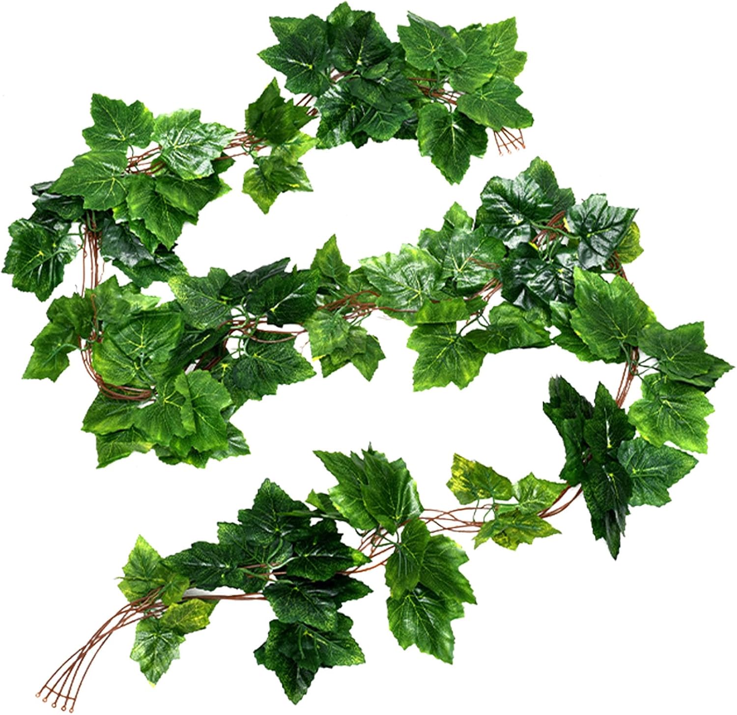 5 Pcs Artificial Grape Vines Fake Hanging Plant Decoration Faux Plants Garlands Hanging Leaves for Wall Home Living Room Wedding Party Indoor Outdoor Decor(36 Pieces of Leaves)
