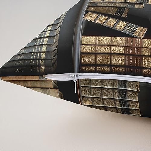 Miniatura 5 de Erosebridal Funda de almohada vintage de 24 x 24 pulgadas, funda de almohada de biblioteca misteriosa, funda de cojín para amantes de los libros,