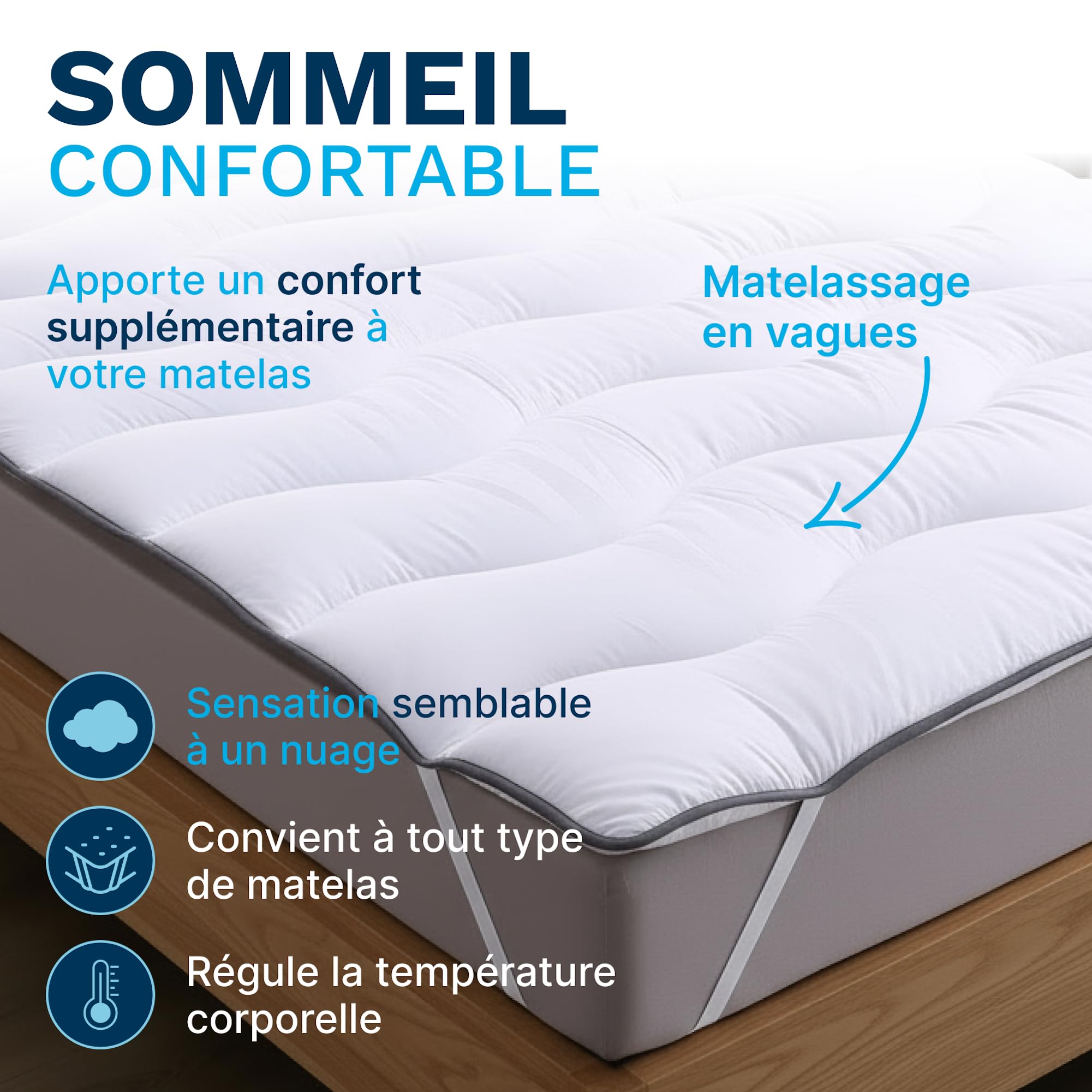 CATAVANA - Surmatelas Nuage 140x190 cm - Microfibre Hypoallergénique - Respirant et Anti-Acariens - Parfait pour Matelas Double, Clic-Clac et Convertible.