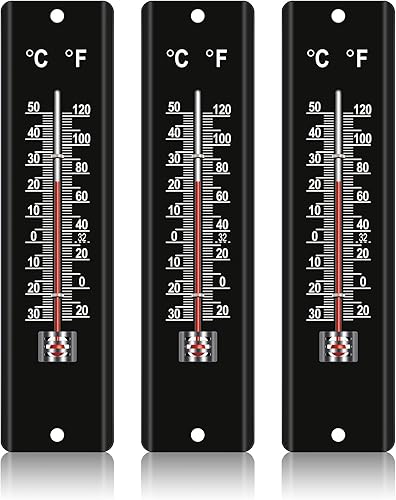 Miniatura 7 de Frienda Termómetro de pared para interiores y exteriores, termómetros para patio, doble escala, termómetro para temperatura, hogar, piscina,