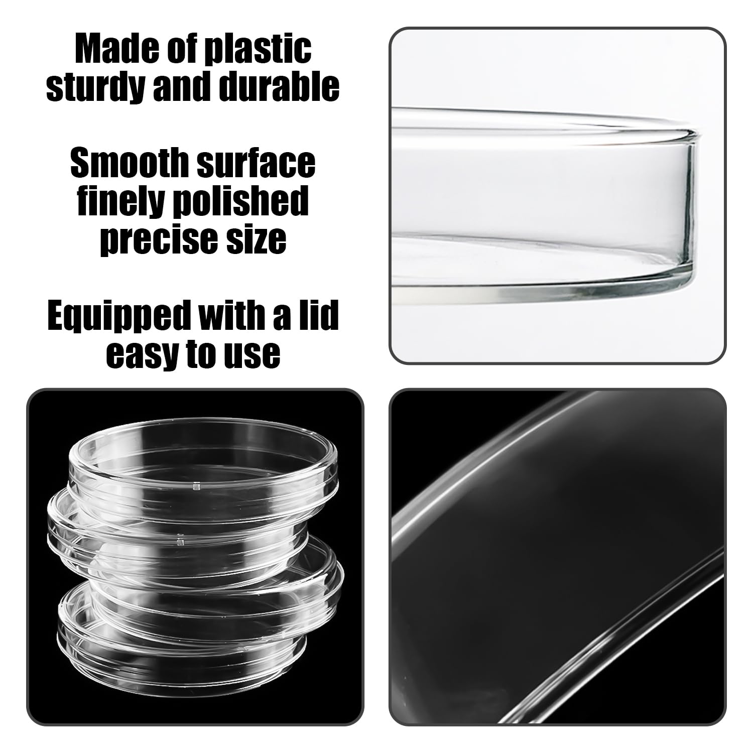 Piastre Di Petri In Plastica Da 25 Pezzi, Piastre Di Petri Specifiche Per Laboratorio, Scatole Sperimentali Rotonde Trasparenti Con Coperchio, Adatte Per Colture Cellulari E Colture Batteriche.