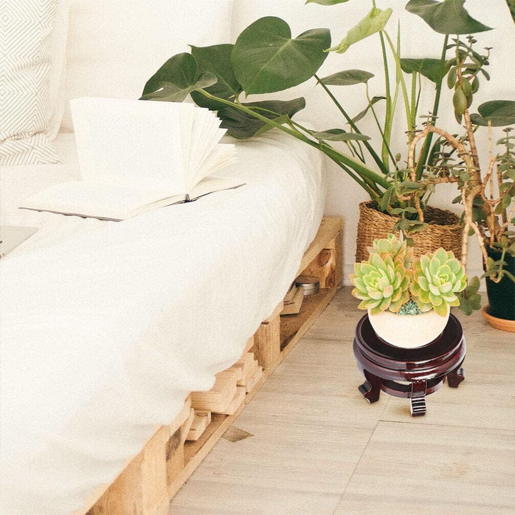 Wood Vase Display Stand, Small Wooden Fishbowl Display Vase Pot Planter Stand, Wooden Stool Plant Indoor 7.8x3.9 Inch Wood for Home Outdoror Garden