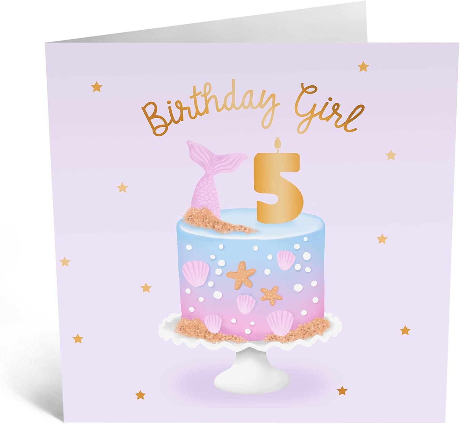 CENTRAL 23 Girl Birthday Card Age 5-5th Birthday Birthday Card for Daughter - Cute Mermaid Cake - Happy Birthday Cards for Her Kids - Comes with Cute Stickers - Image 2