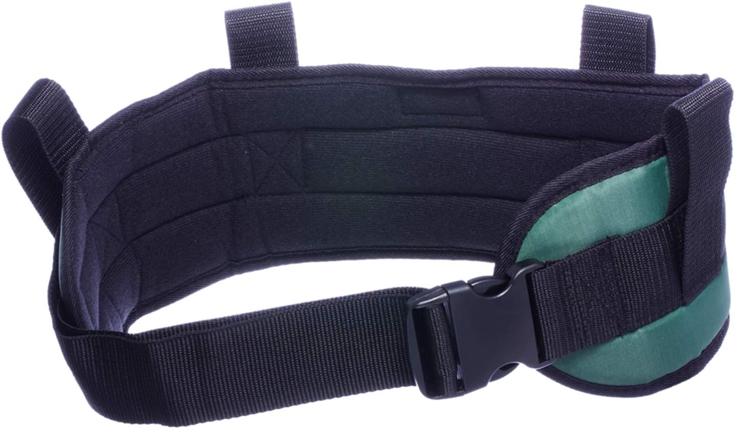 COW&COW Padded Gait Belt with 4 Handles and Quick Release Buckle 5.5 inchs(Green, M/28inches-48inches) : Health & Household
