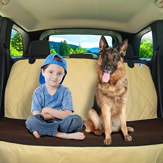 SUV Cargo Liner for Dogs, Dog Car Seat Cover for Back Seat, Nonslip Trunk mat, Waterproof Car Seat Protector for Dogs, Durable Cargo Cover with Bumper Flap, Dog Accessories - Beige Color (Beige)