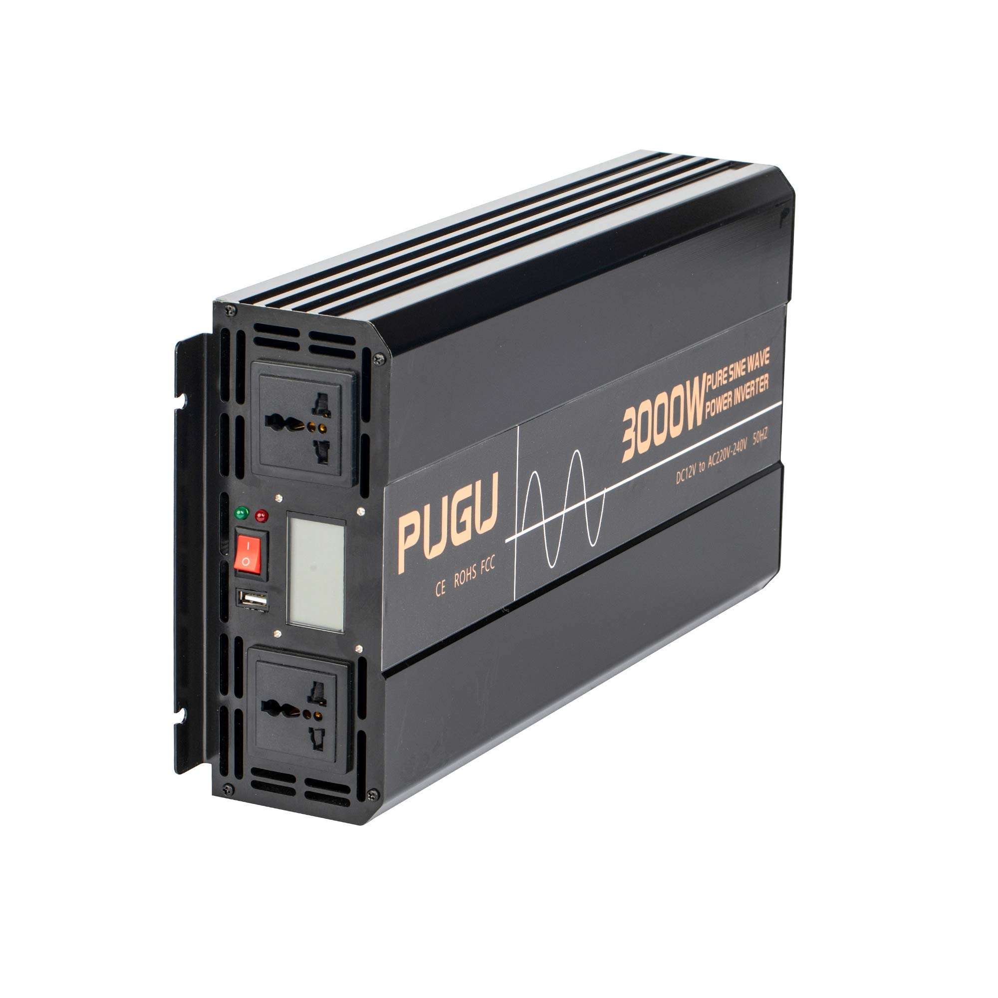 Reiner Sinus-Wechselrichter, 3000 W DC, 12 V / 24 V Bis AC 110 V / 220 V, RV-Batteriewandler, Mit LCD-Display, USB-Anschluss, USB-Anschluss, Wechselrichter des Sonnensystems,Dc 12v