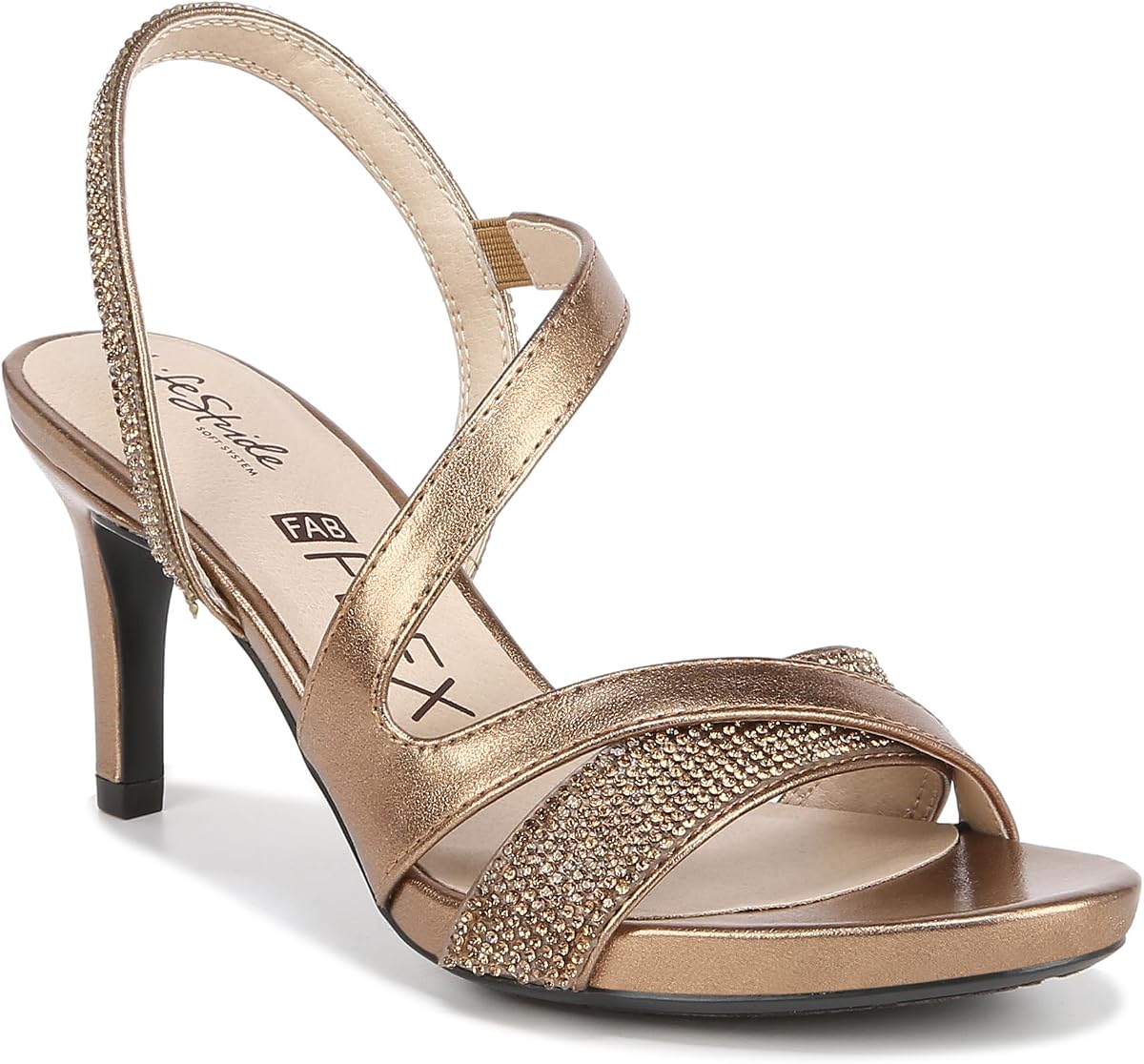 LifeStride Sandalias de vestir con tacón y tiras Mia Glitz para mujer