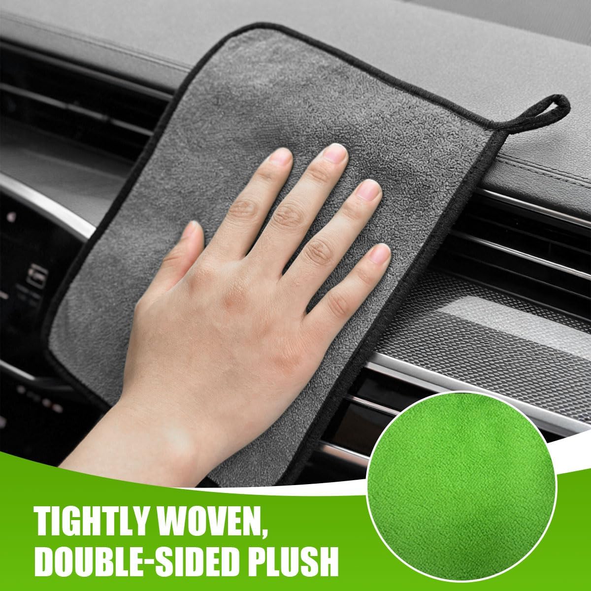 Microfiber Towels for Cars, 16"×12" No-Scratch No-Lint Cleaning Cloth, Highly Absorbent Car Window Drying Towel, Auto Interior & Exterior Detailing Supplies for Cars/Boats/Trucks(2PCS)