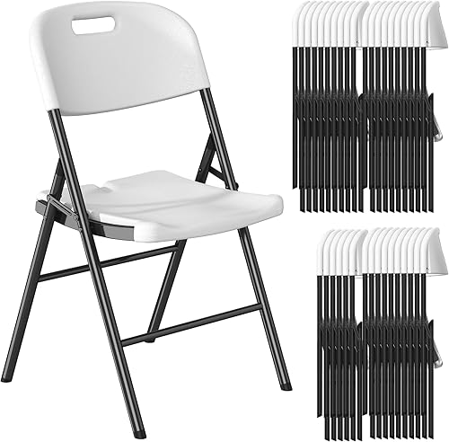 Miniatura 33 de Sillas plegables de resina con cojín, paquete de 4 sillas plegables blancas, sillas de plástico ligeras, cómodas sillas plegables para bodas,