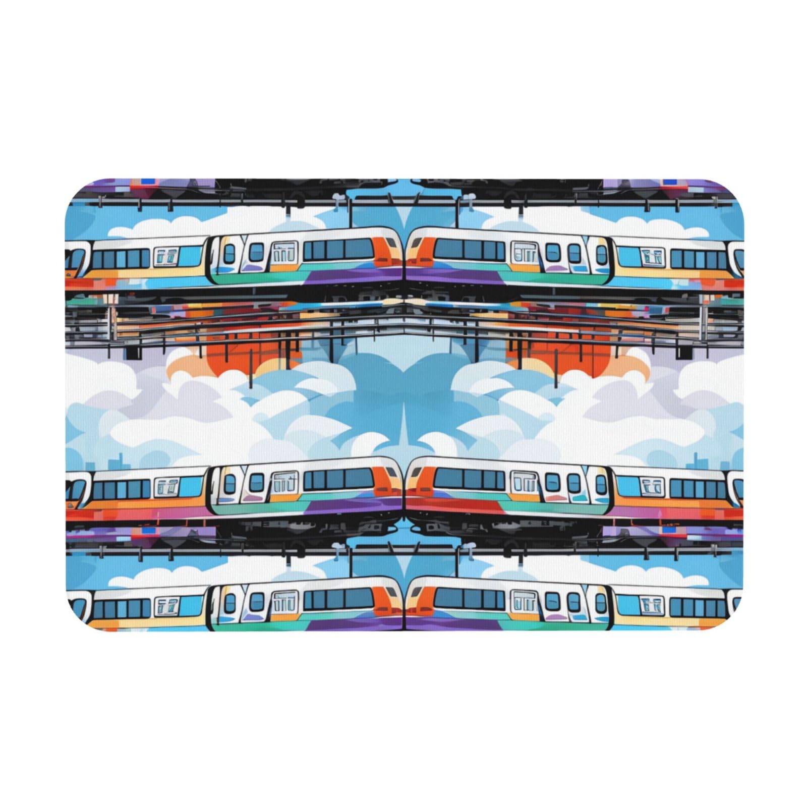 Tapis de bain pour enfant avec motif train monorail en pierre