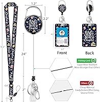 Vista 76 de Giancomics Black ID Badge Holder with Lanyard, Lanyards for ID Badges with Badge Reel Retractable Heavy Duty, Lanyard with ID Holder Keychain Clip