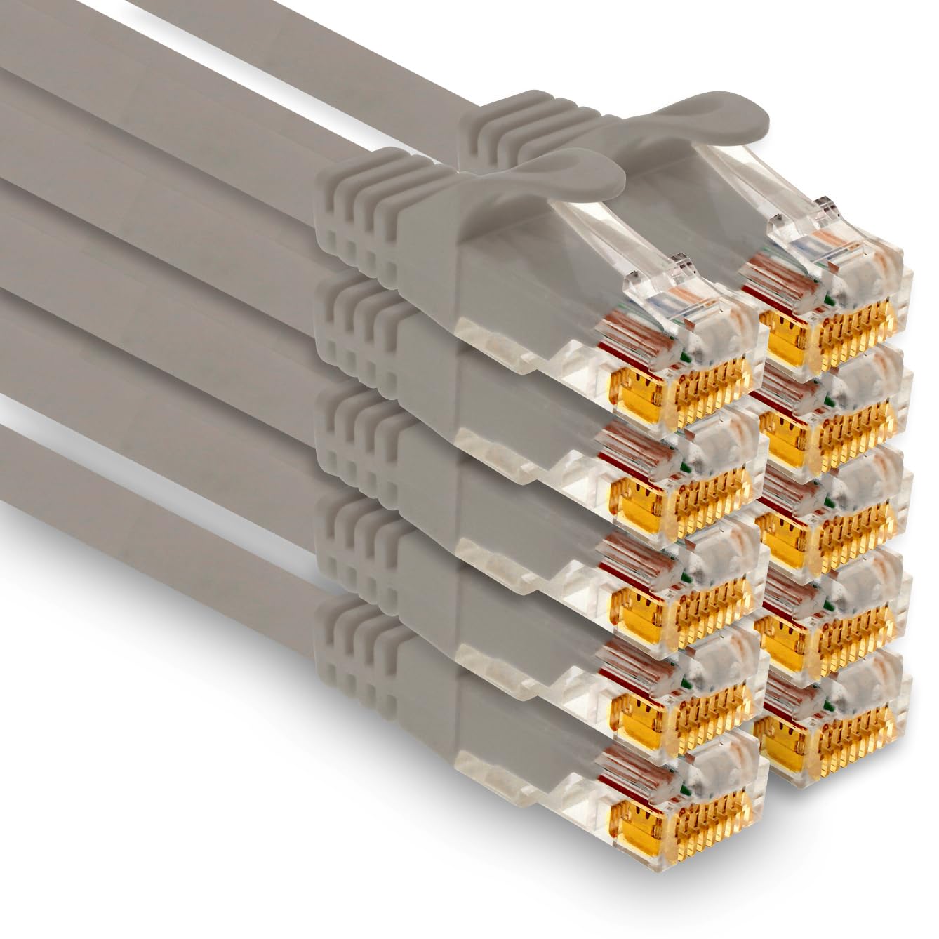 1aTTack.de - 10 cavi di rete Cat7 da 2,0 m, Cat.7 Ethernet, cavo patch Lan & Cat 7 per la massima velocità Internet e collega tutti i dispositivi con presa RJ 45 grigio