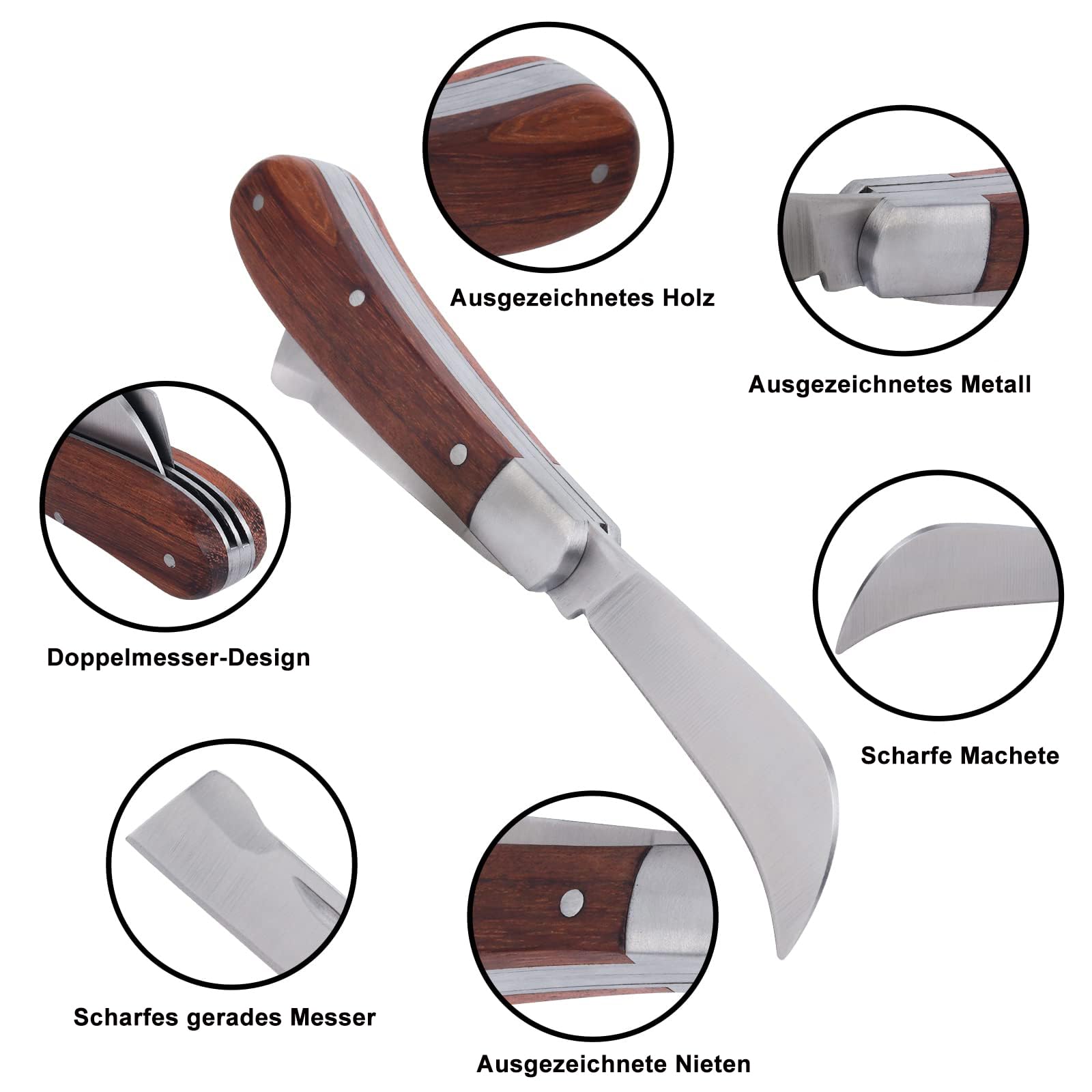 Coltello da Innesto,Coltello Pieghevole per Innest, Coltello Innesto Multifunzionale Doppio Bordo, Acciaio Inossidabile per Germogliare, per Innestare Erbacce, Arbusti e Rami