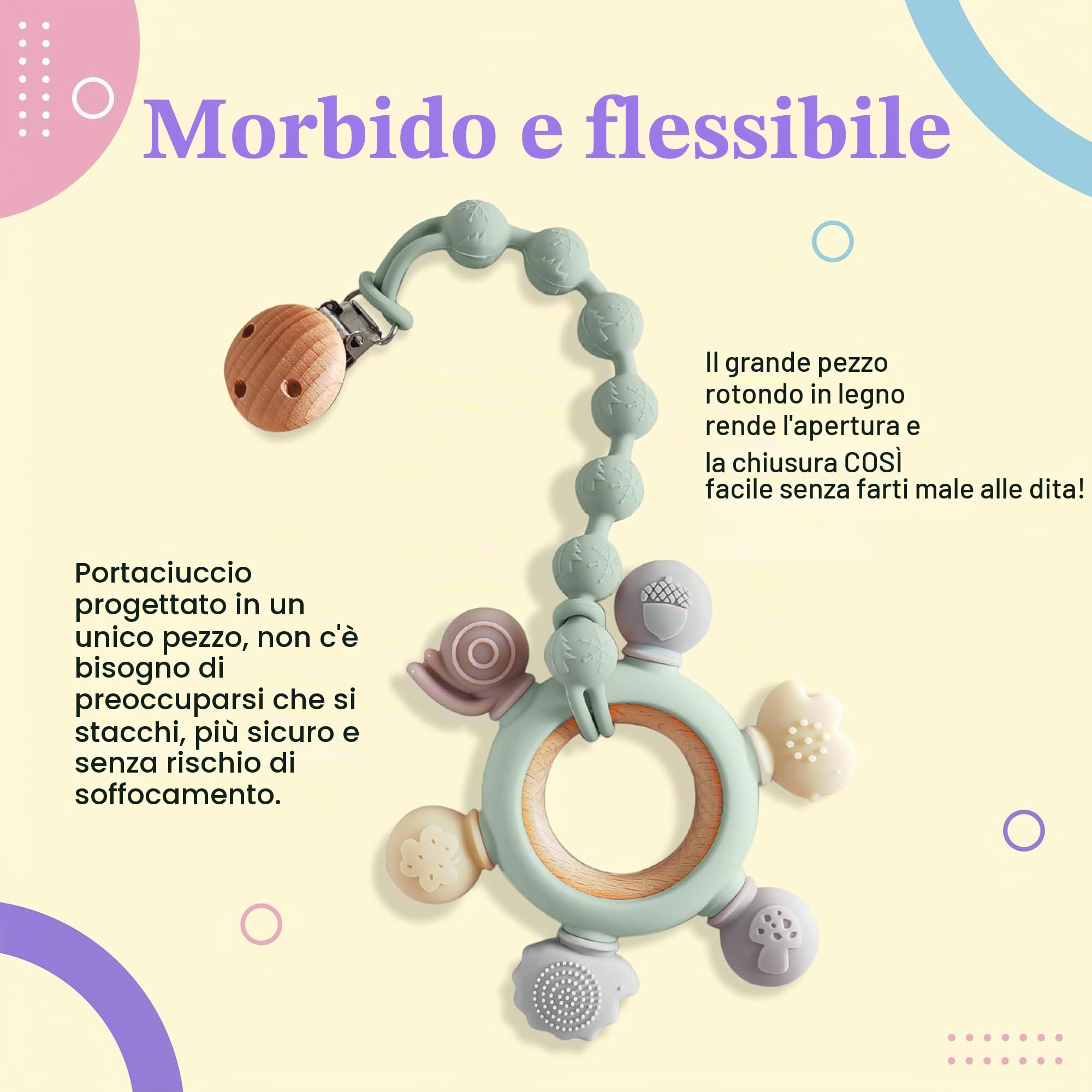 Catenella Portaciuccio - Porta Ciuccio: Set 2 PCS Con Catenella Ciuccio, Portaciuccio Mam Clip per Tenere Pulito Il Ciuccio Del Tuo Bambino