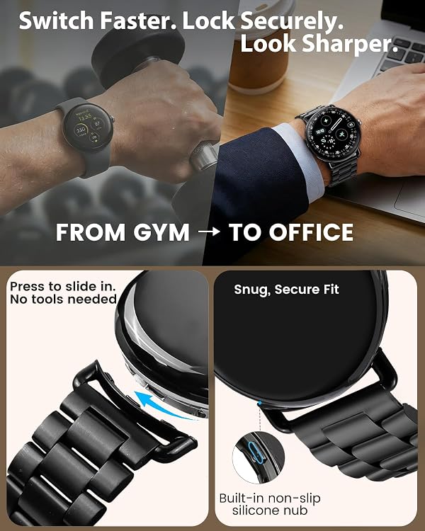 Metal Band Compatible with Google Pixel Watch 4/3 45mm Bands, Business Stainless Steel Watch Band for Google Pixel Watch 4 45mm, Adjustable Wristband Replacement Strap for Pixel Watch3 45mm Men by BlackPro - Image 3