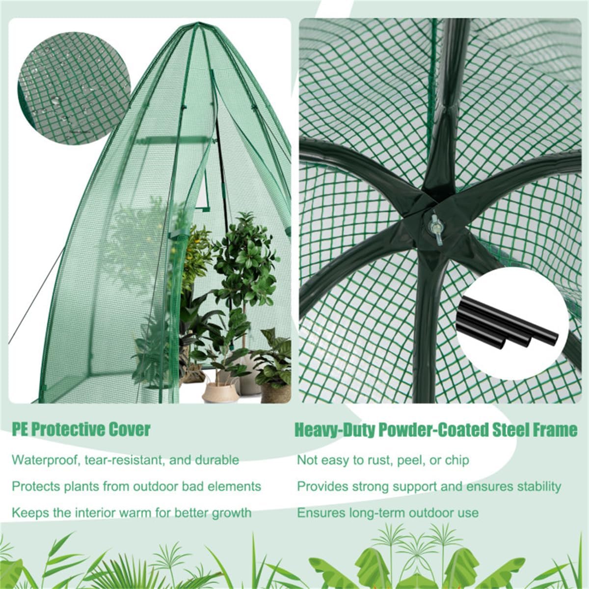 Mini Greenhouse for Outdoor Gardening with PE Cover and Metal Frame for Season Extension