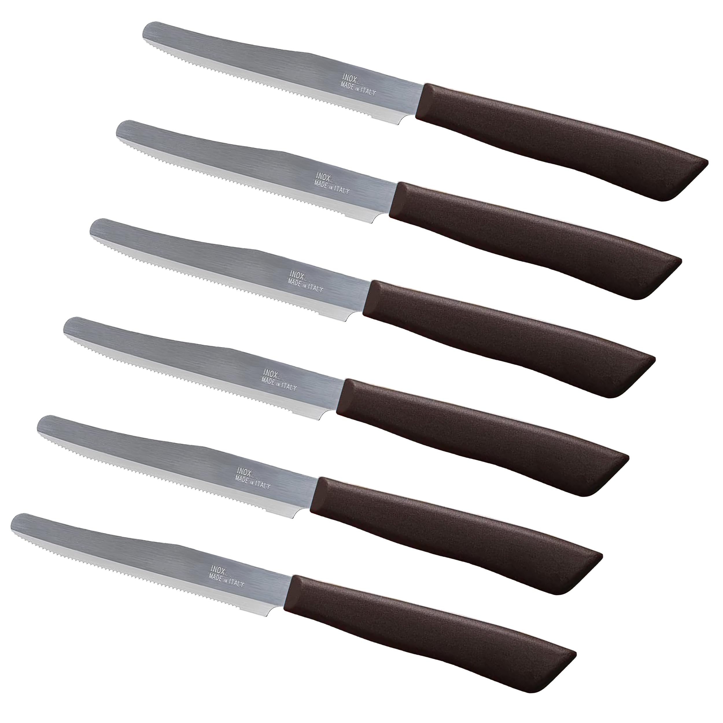 MAROB Set 6 Coltelli Bistecca Horeca Con Lama In Acciaio Inox E Manico Bianco 8003512180569 - Foto 8