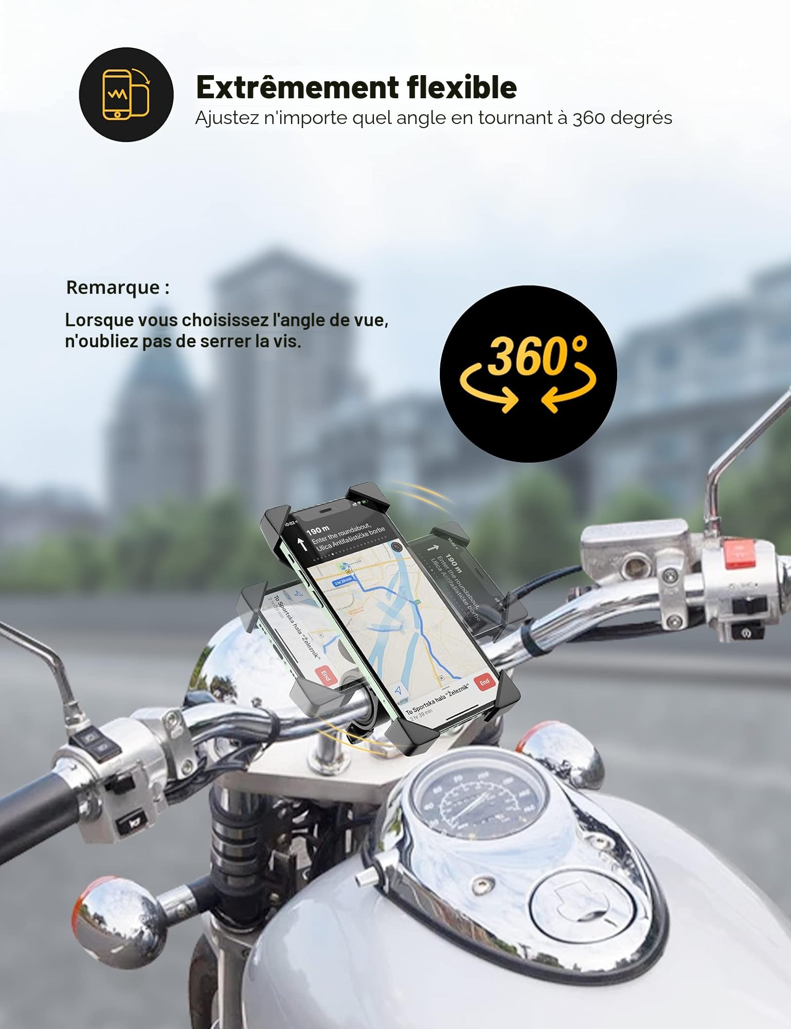 Grefay Support de Vélo Moto Téléphone Guidon de Vélo Moto