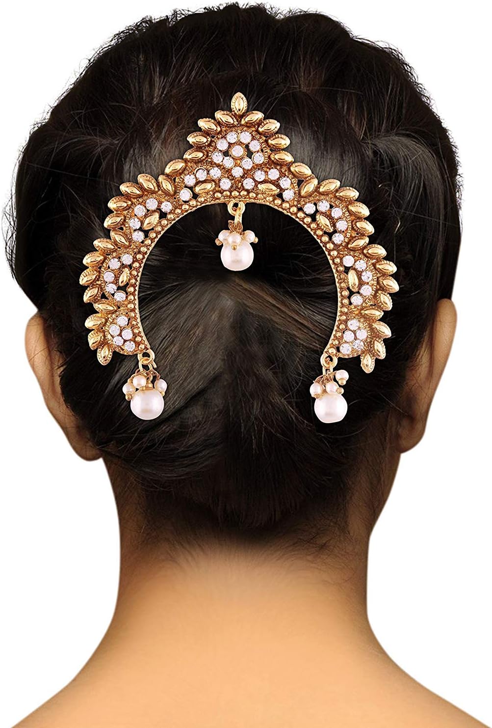 Aheli Indian Traditional Ethnic Wedding Wear Hair Brooch Pin Antique Gold Tone Styling Fashion Accessories Jewelry Gift for Women