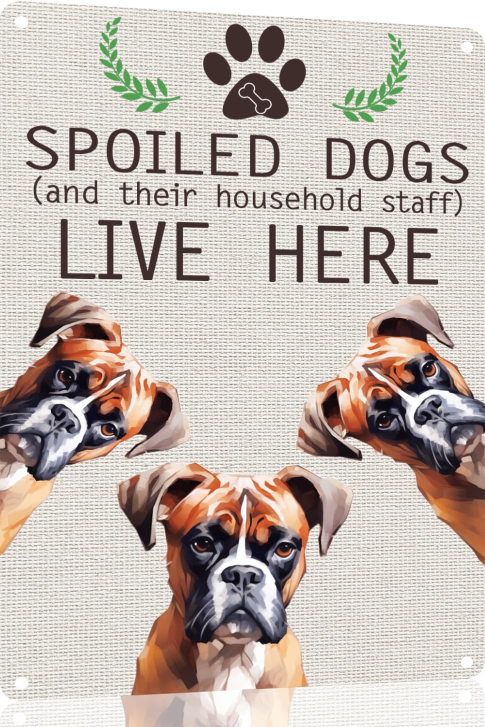 peiyeety Boxer Dog Metal Sign Spoiled Lives Here Vintage Tin Signs Novelty Coffee Bar Pub Farmhouse Country Home Decor for Lover 12X8 Inch