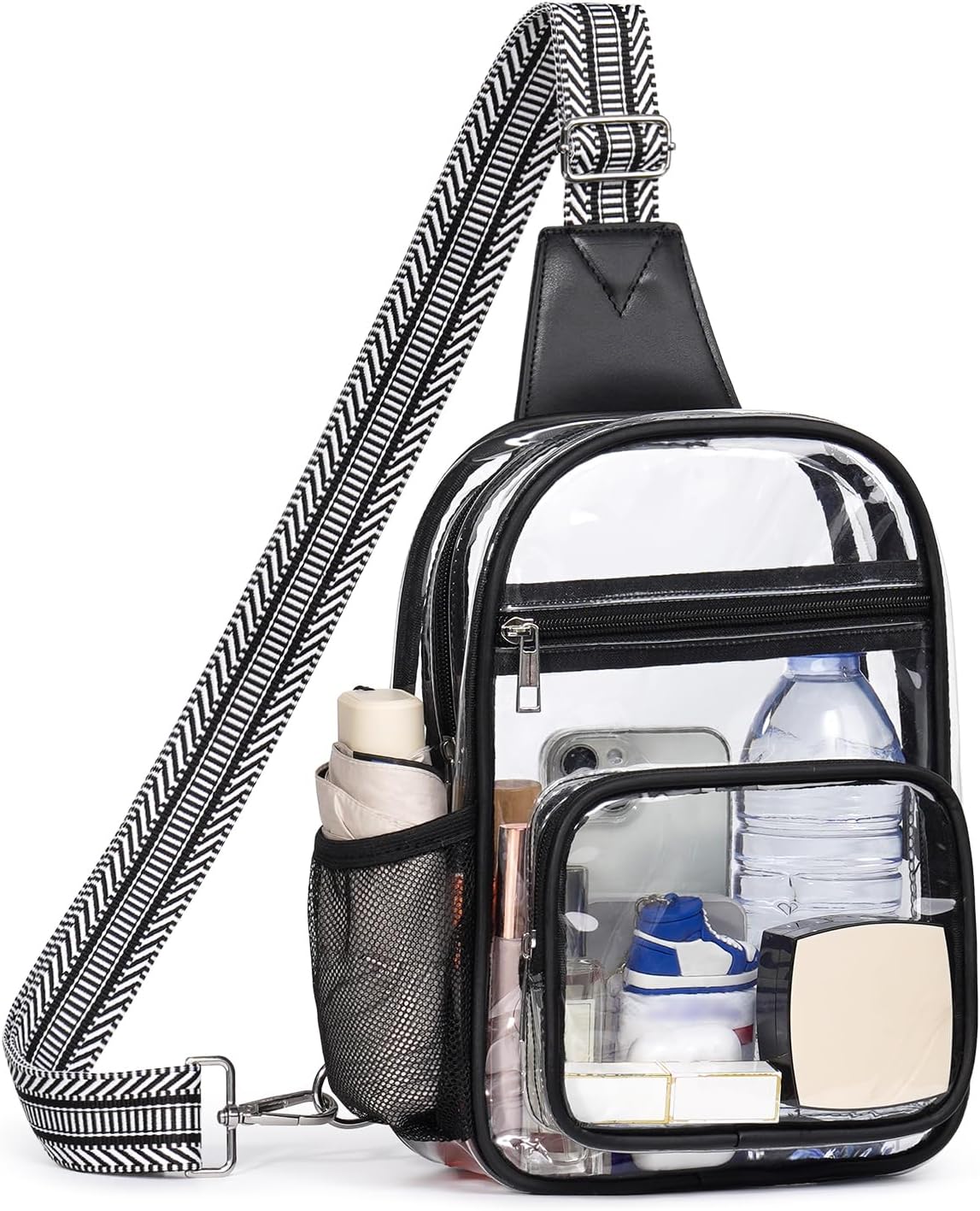 Clear Bag for Stadium Events, Clear Purses For Women Men, Transparent Crossbody Bag, See Through Large Sling Backpack