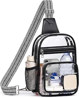 QOECI Clear Bag for Stadium Events, Clear Purses For Women Men, Transparent Crossbody Bag, See Through Large Sling Backpack