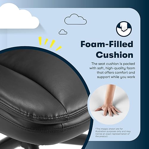 Miniatura 7 de Serta Comfort Ergo - Silla de oficina ejecutiva, diseño ergonómico de respaldo medio con soporte lumbar, cojín de asiento de doble capa semipelado,