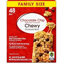 Great' Value Chocolate Chip Chewy Granola Bars, Family Size, 0.84 oz Paper Box, 48 Count